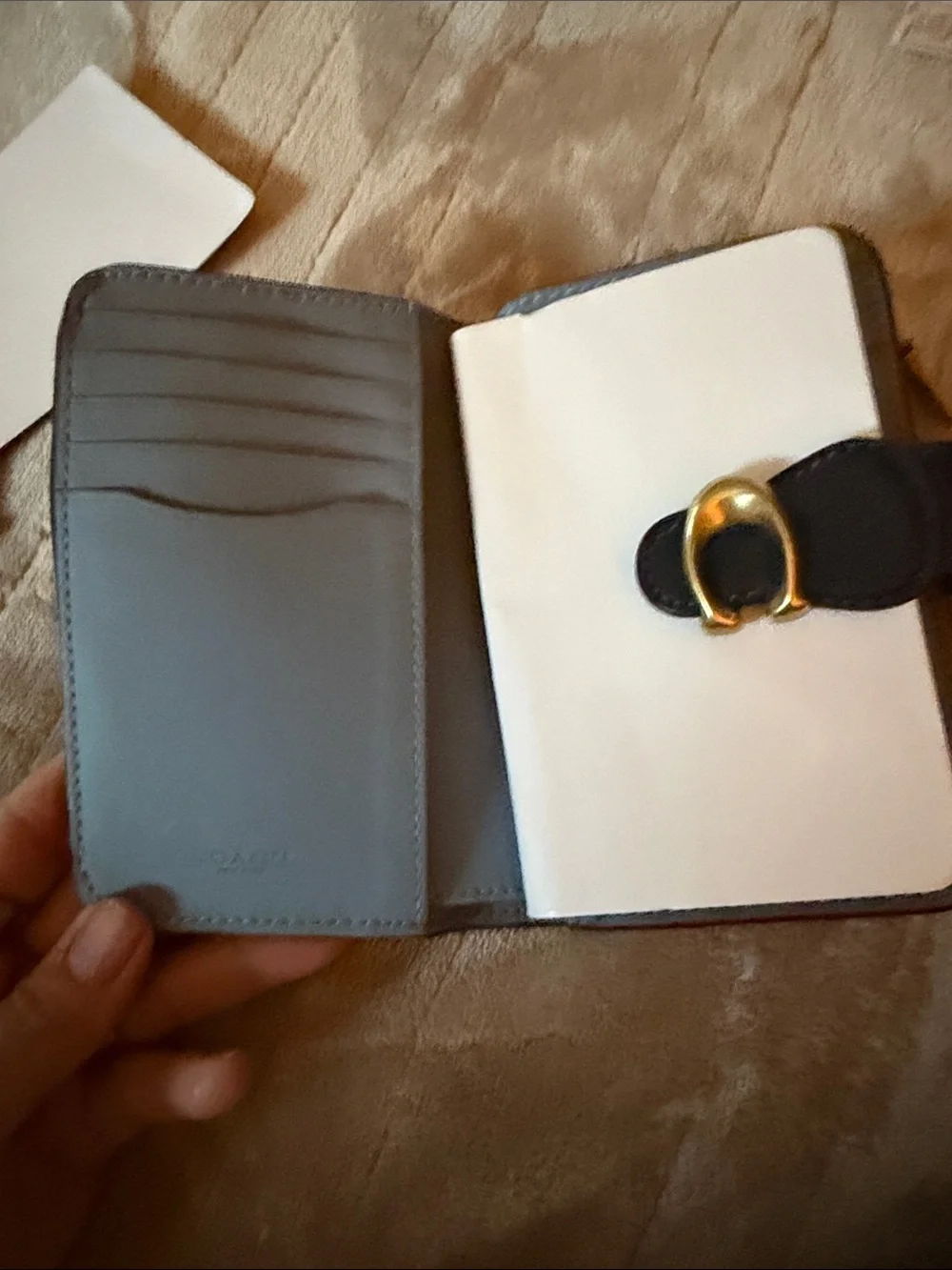 Coach Blue Denim Signature C Snap Card Holder